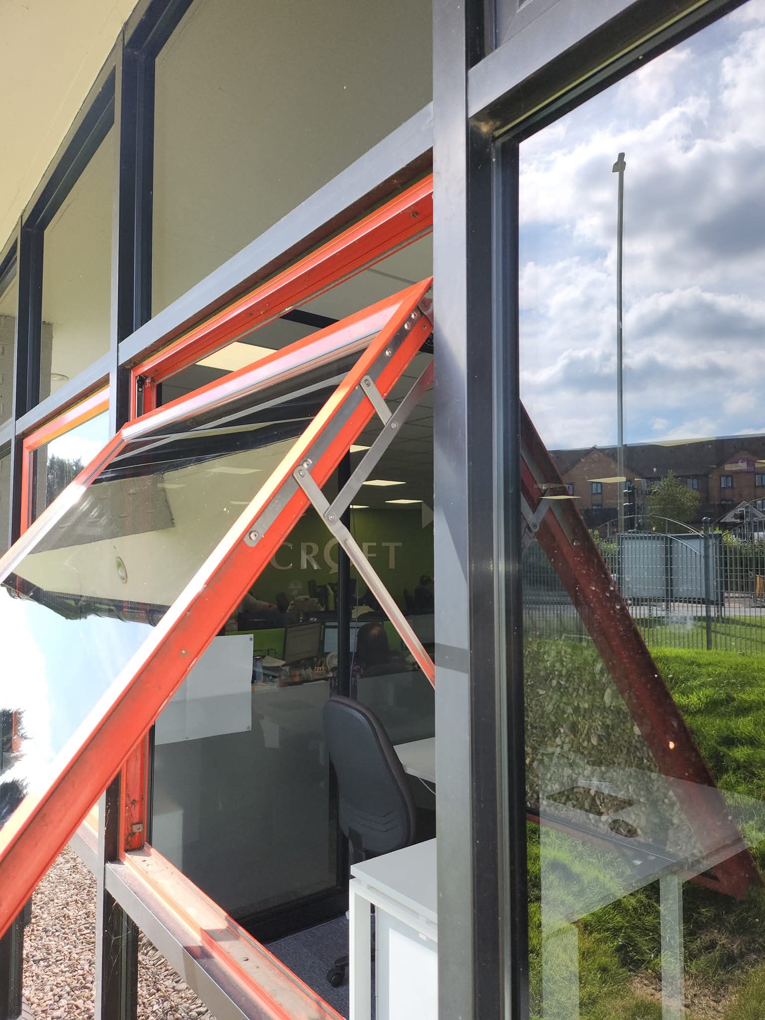 Home Replacement friction hinges fitted to commercial aluminium window