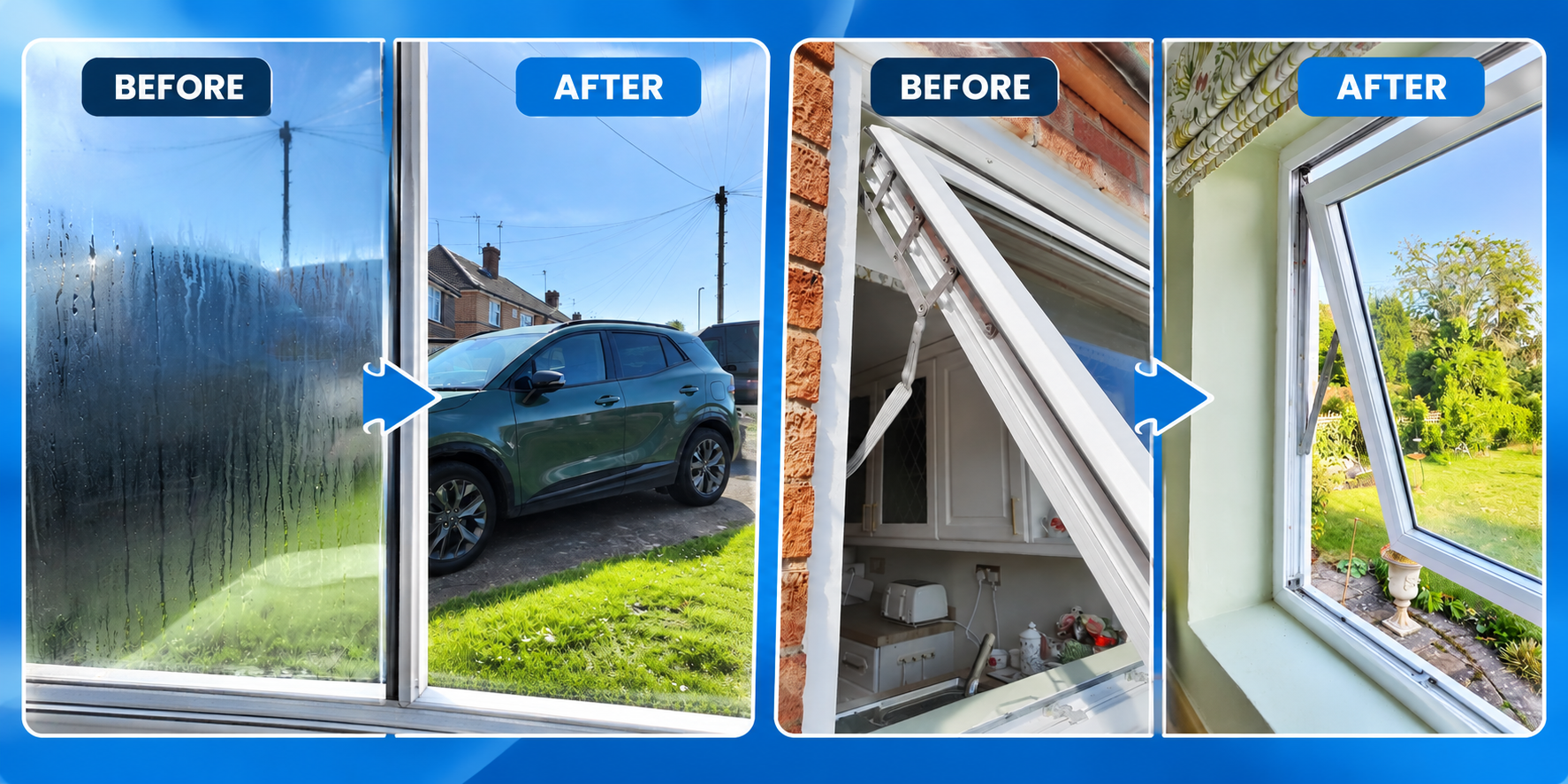 Contact Before and after window repairs by TLC Window Doctors in Halesowen